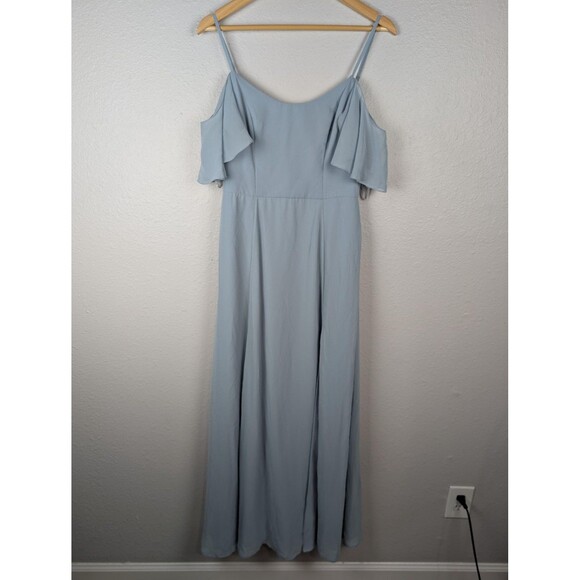 DB Studio Celebrate Dress Womens 6 Blue Cold Shoulder Maxi Formal Gown Lined - Picture 1 of 12
